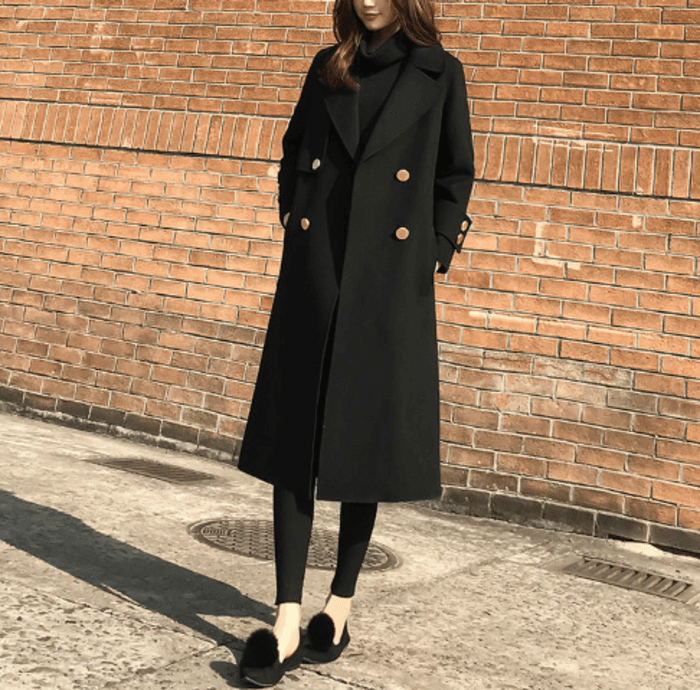 骨格ナチュラルダブルブレストロングアウター