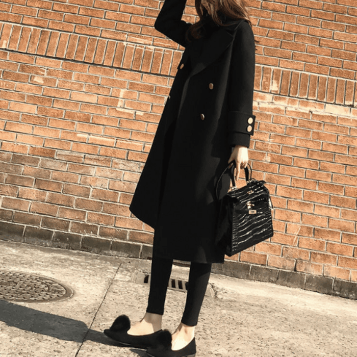 骨格ナチュラルダブルブレストロングアウター