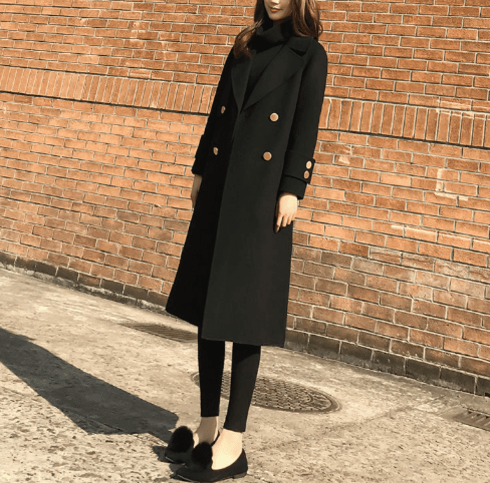 骨格ナチュラルダブルブレストロングアウター