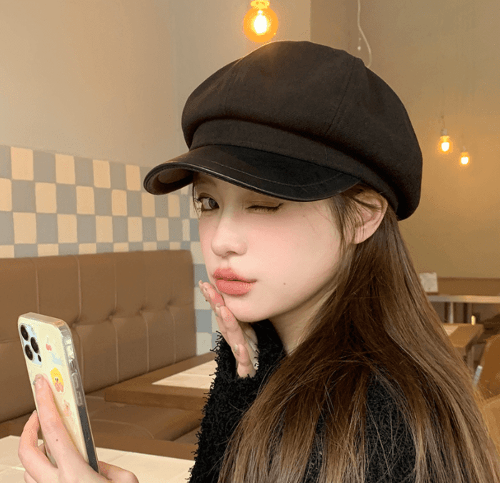 骨格ナチュラルレザーバイザーキャスケット