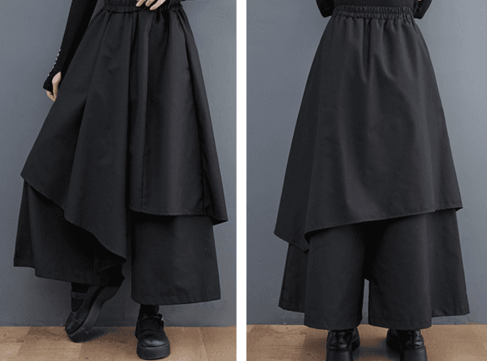 骨格ナチュラルアシンメトリーフレアロングパンツ