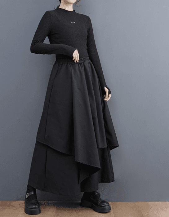 骨格ナチュラルアシンメトリーフレアロングパンツ