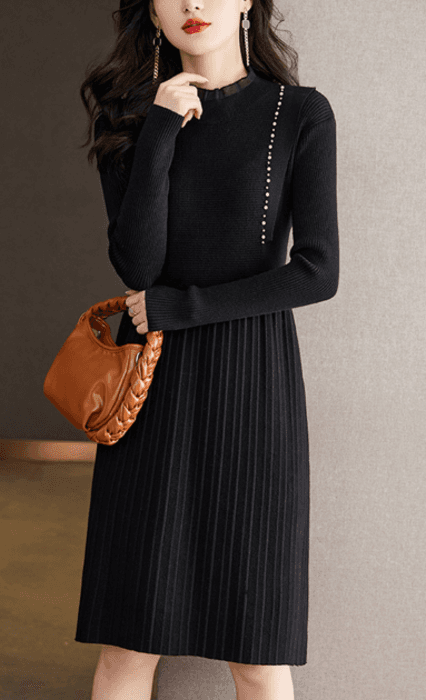 骨格ナチュラル膝丈フリルフェミニンワンピース