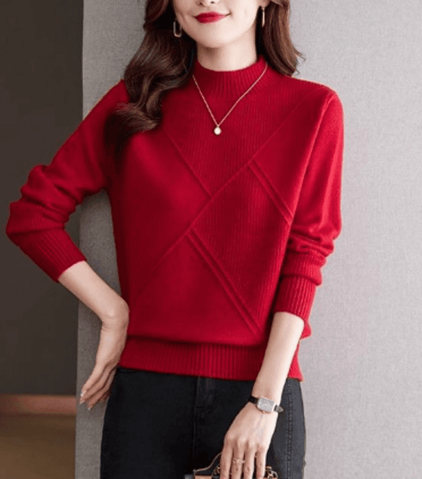 骨格ナチュラルラインデザインニットトップス