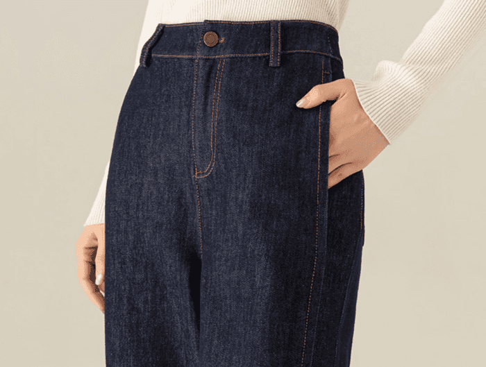骨格ナチュラルワイドレッグデニムパンツ