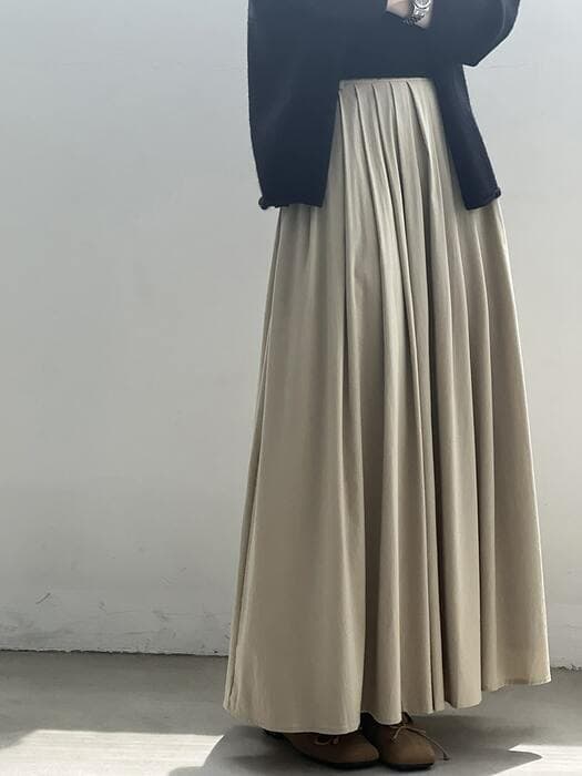 骨格ナチュラルAラインプリーツロングスカート