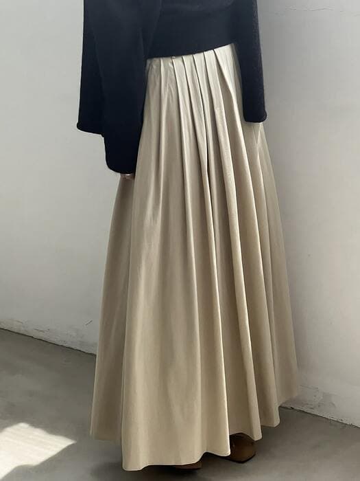 骨格ナチュラルAラインプリーツロングスカート