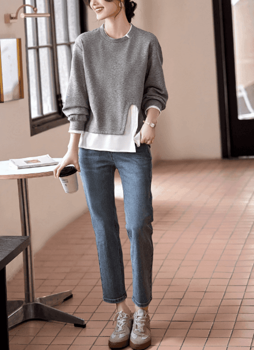 骨格ナチュラルレイヤードデザインプルオーバー