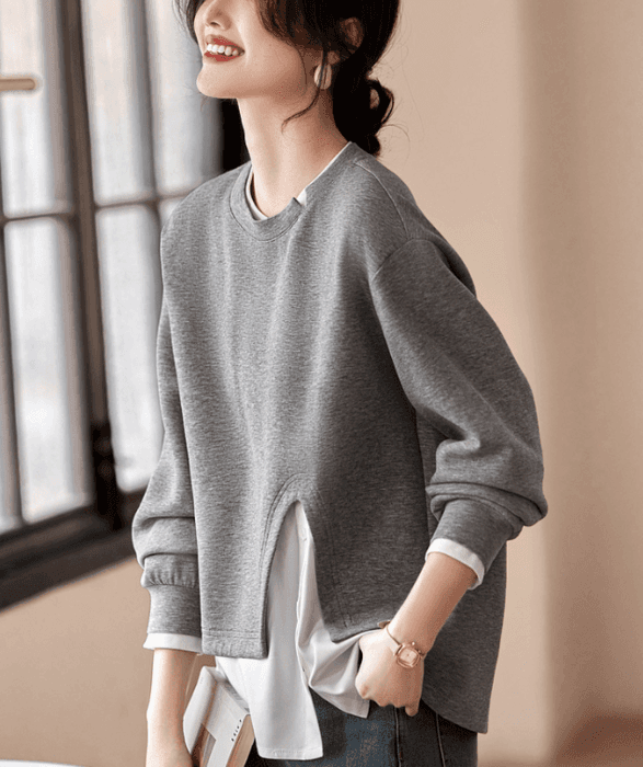 骨格ナチュラルレイヤードデザインプルオーバー