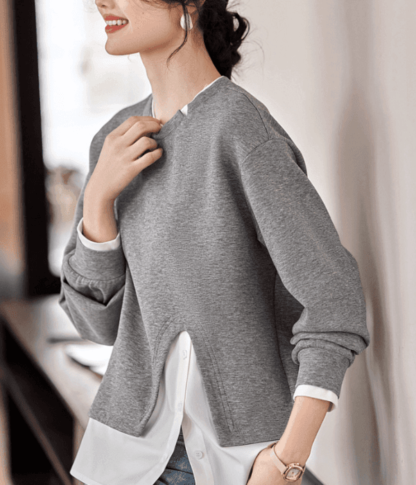 骨格ナチュラルレイヤードデザインプルオーバー