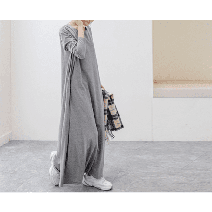 骨格ナチュラルフレアロングワンピース