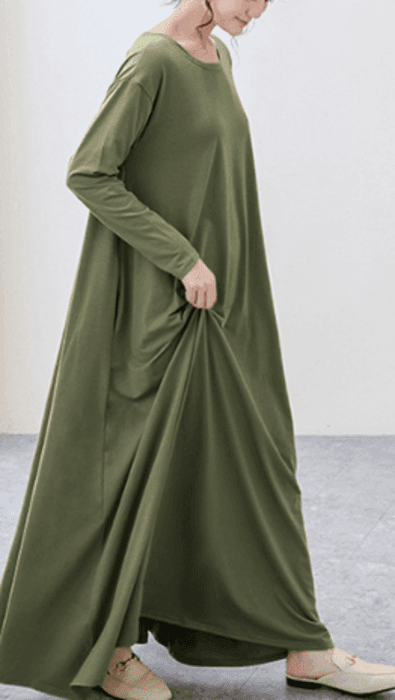 骨格ナチュラルフレアロングワンピース