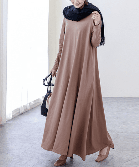 骨格ナチュラルフレアロングワンピース