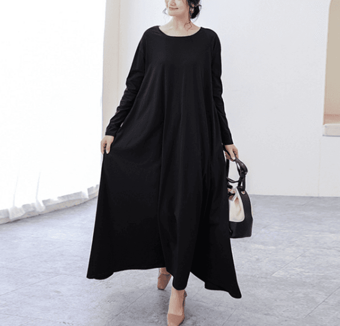 骨格ナチュラルフレアロングワンピース