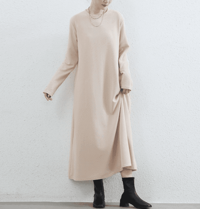 骨格ナチュラル立体シルエット美ラインワンピース