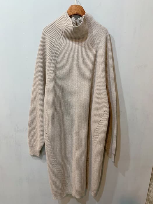 骨格ナチュラルリブニットロングワンピース