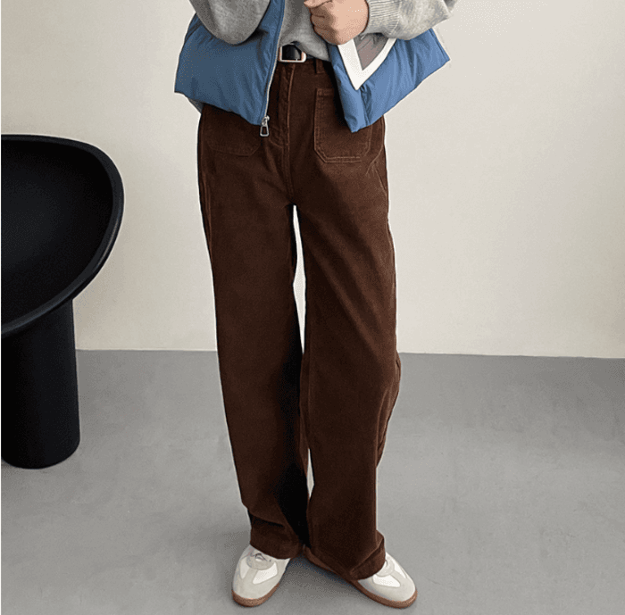 骨格ナチュラルダブルポケットコーデュロイストレートパンツ