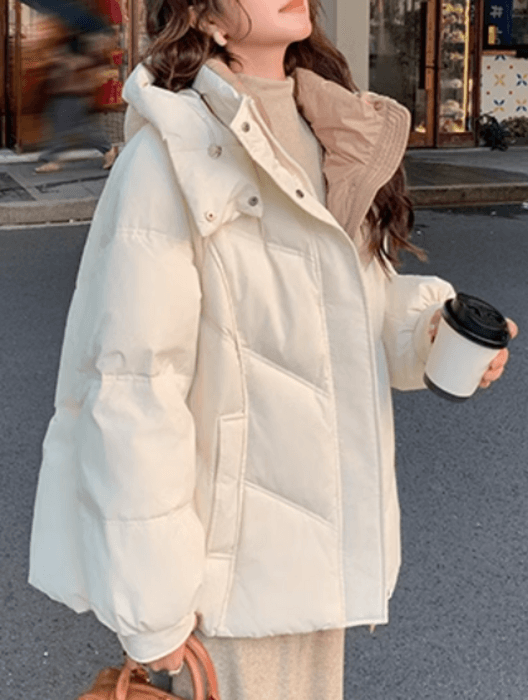 骨格ナチュラルバイカラーカジュアルダウンアウター