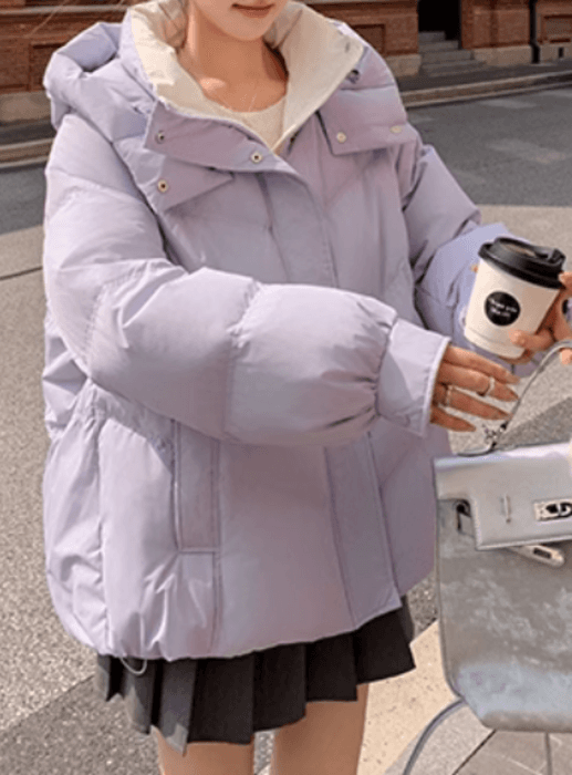 骨格ナチュラルバイカラーカジュアルダウンアウター