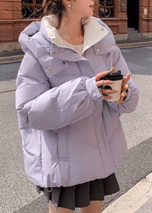 骨格ナチュラルバイカラーカジュアルダウンアウター