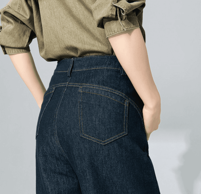 骨格ナチュラルバックデザインルーズワイドパンツ