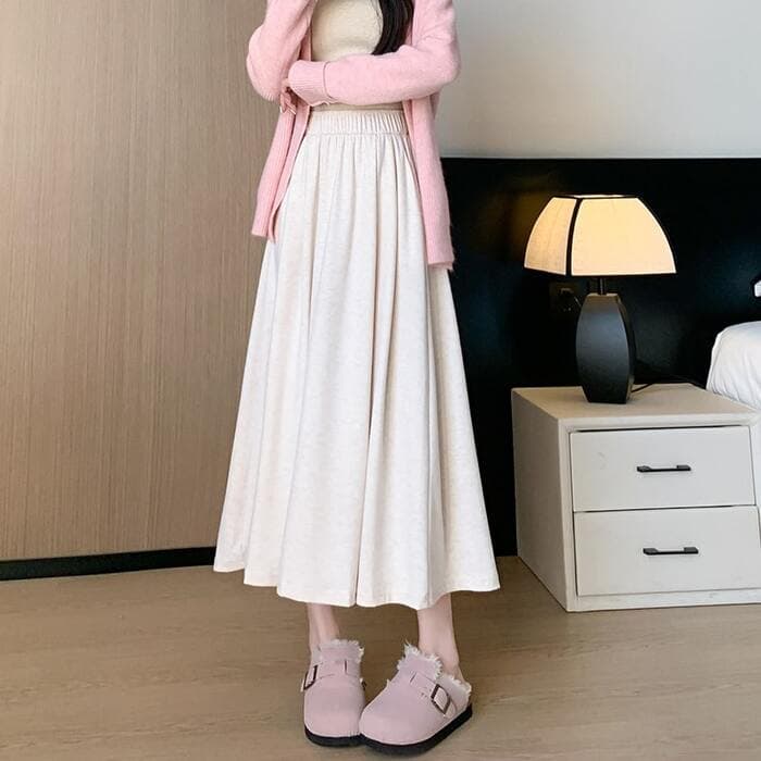 骨格ナチュラルウエストゴムスウェットフレアスカート