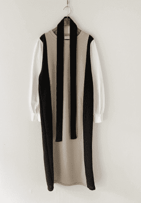 骨格ナチュラル配色ロングワンピース