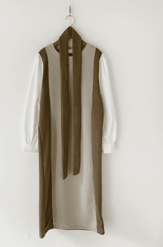 骨格ナチュラル配色ロングワンピース