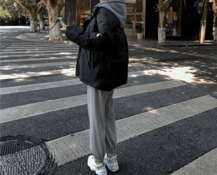 骨格ナチュラルオーバーサイズフード付きアウターダウン