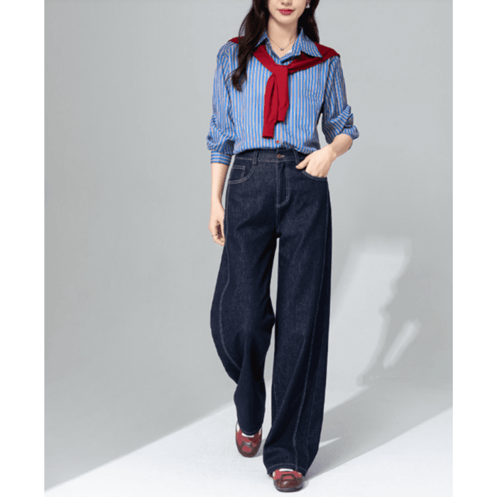 骨格ナチュラルサイドデザインワイドパンツ