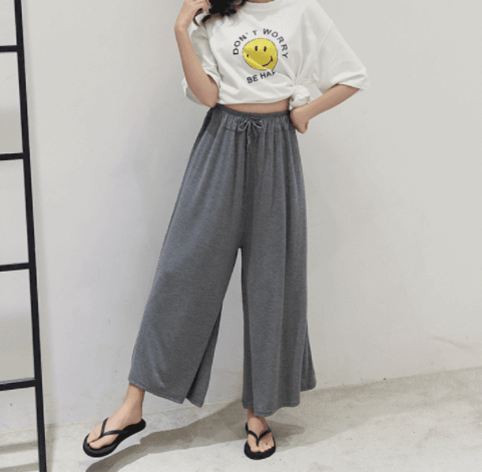 骨格ナチュラルウエストゴムワイドパンツ