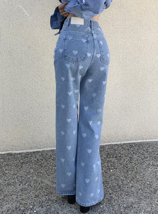 骨格ナチュラルハートモチーフデニムパンツ