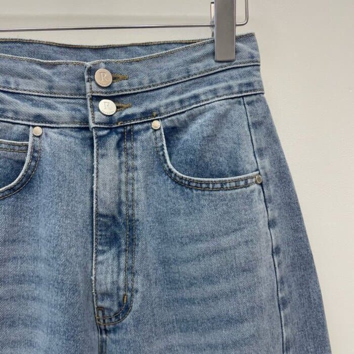 骨格ナチュラルワイドレッグデニムパンツ