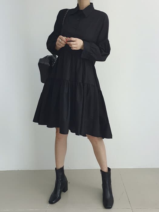 骨格ナチュラルシャツワンピース+ニットベストツーピースセット