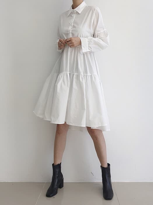 骨格ナチュラルシャツワンピース+ニットベストツーピースセット