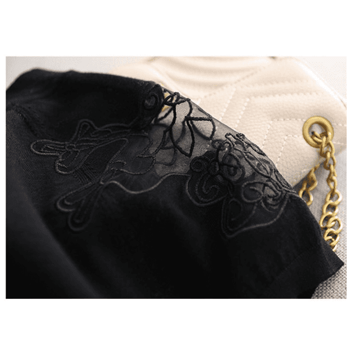 骨格ナチュラルショルダーレースTシャツトップス