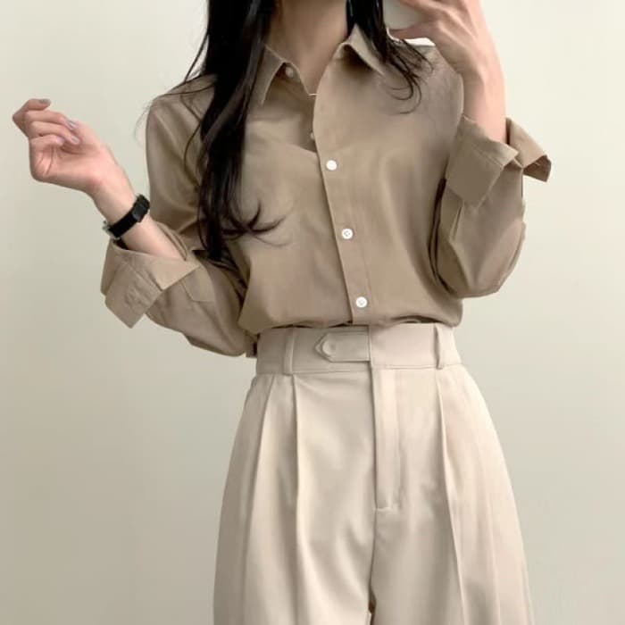 骨格ナチュラルシャツカラーブラウストップス