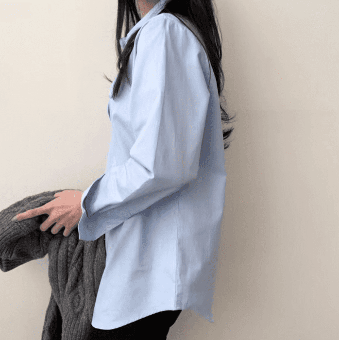 骨格ナチュラルシャツカラーブラウストップス